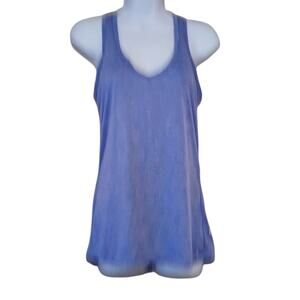 Champion C9 Womens Tank Top Size M Blue Ruched Keyhole Back Dry Wick Y-Neck